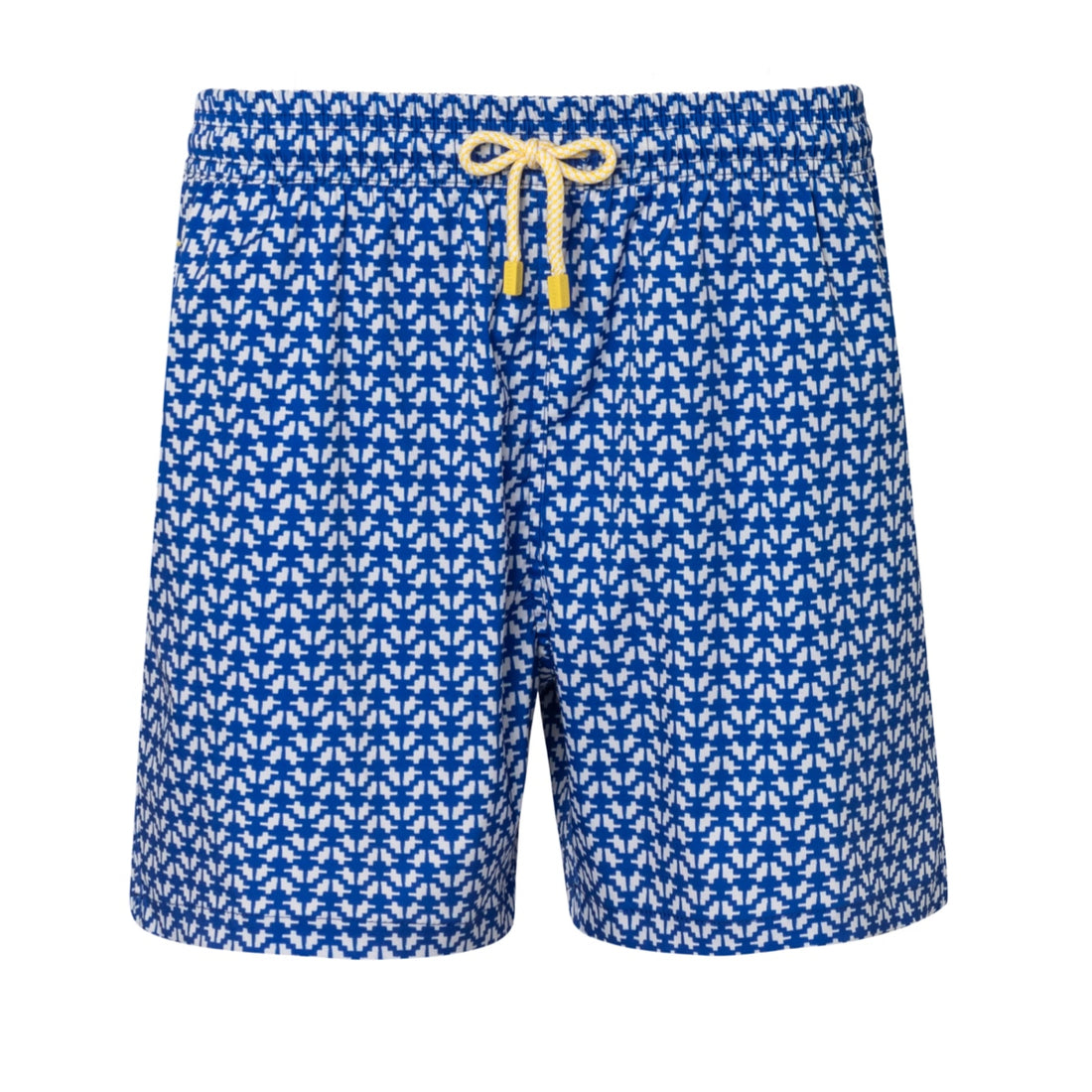 Mens' Swim Shorts with Blue Geometric Shapes