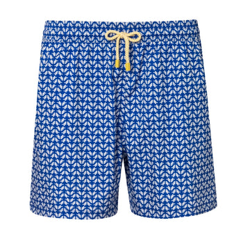 Mens' Swim Shorts with Blue Geometric Shapes