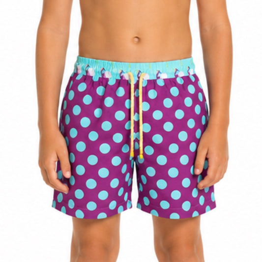 Purple Dots Kids Boardshorts