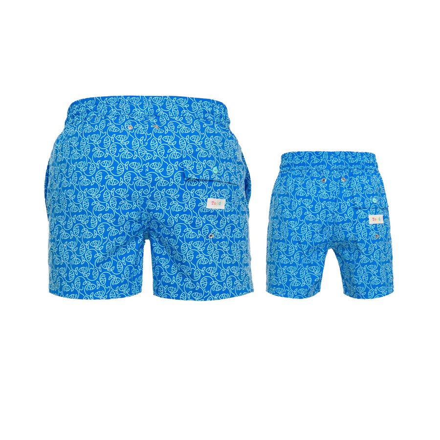 Blue Essential Fishes Swim Shorts Set