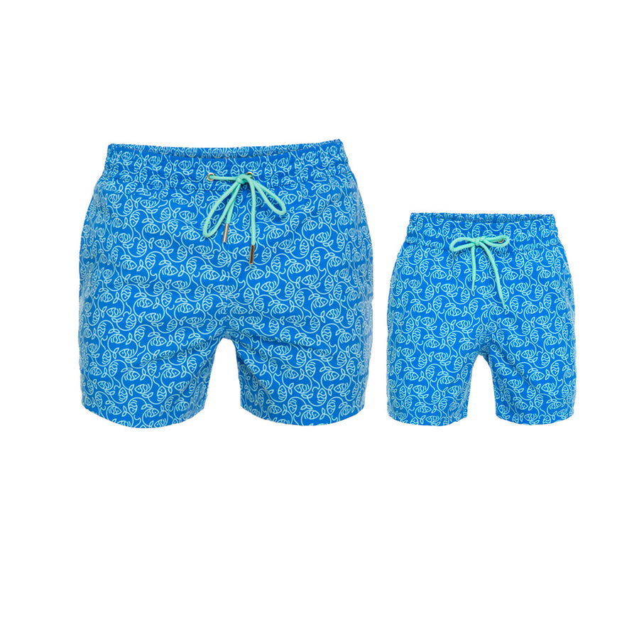 Blue Essential Fishes Swim Shorts Set