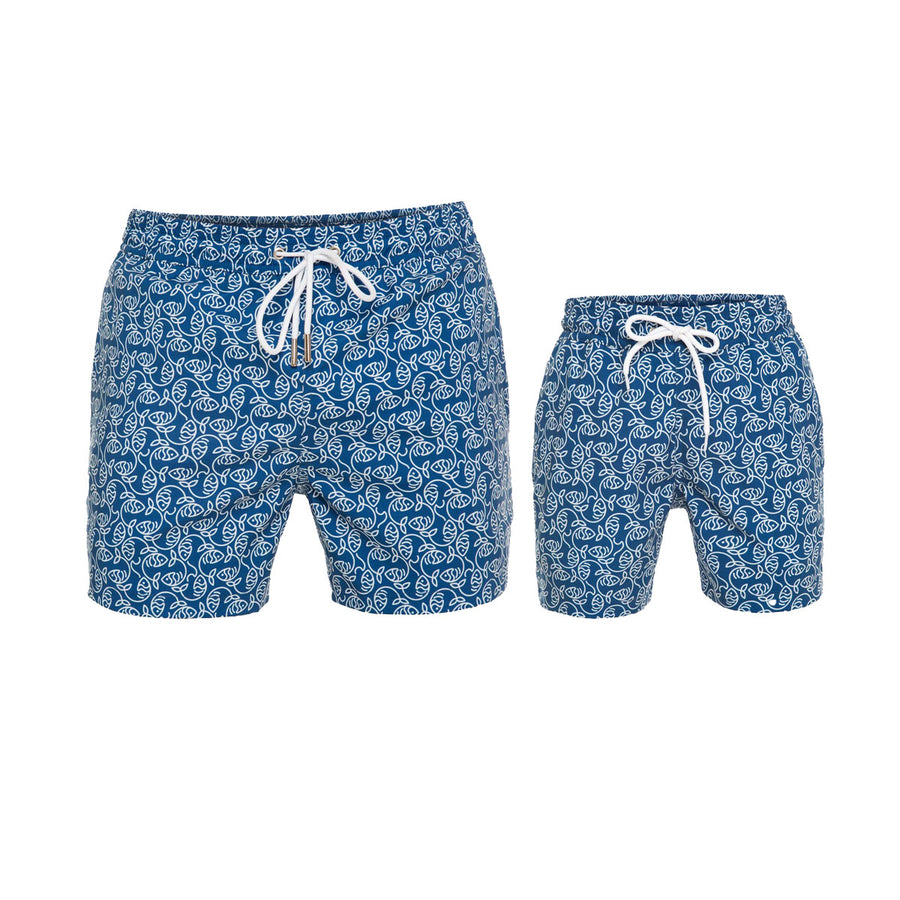 Dark Essential Fishes Swim Shorts Set