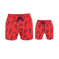 Red Jellyfish Swim Shorts Set