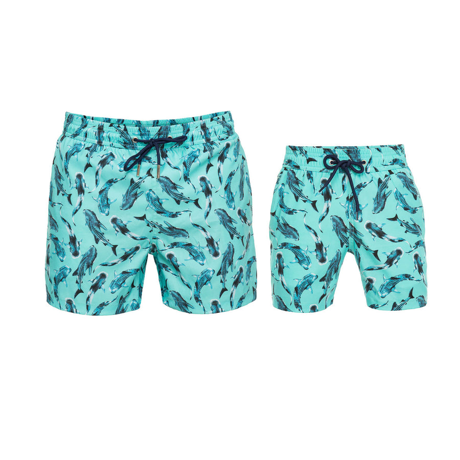 Blue Whale Sharks Swim Shorts Set