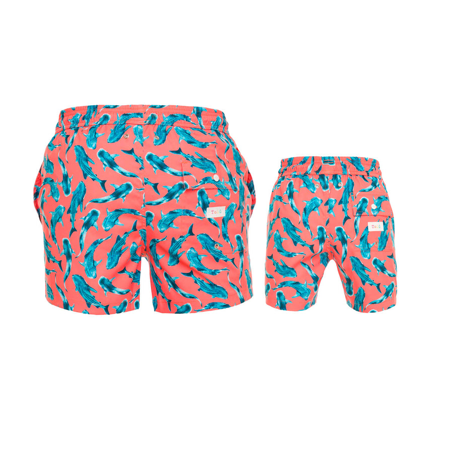 Orange Whale Sharks Swim Shorts Set