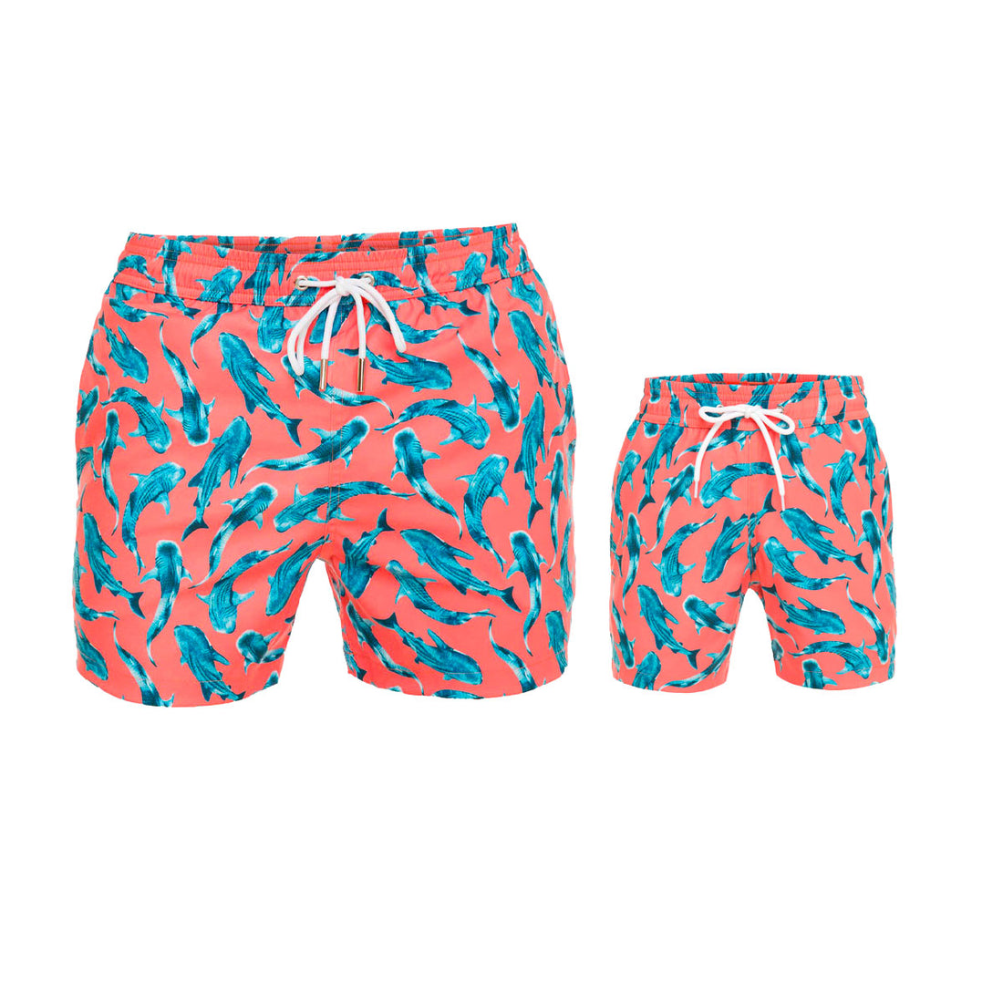 Orange Whale Sharks Swim Shorts Set