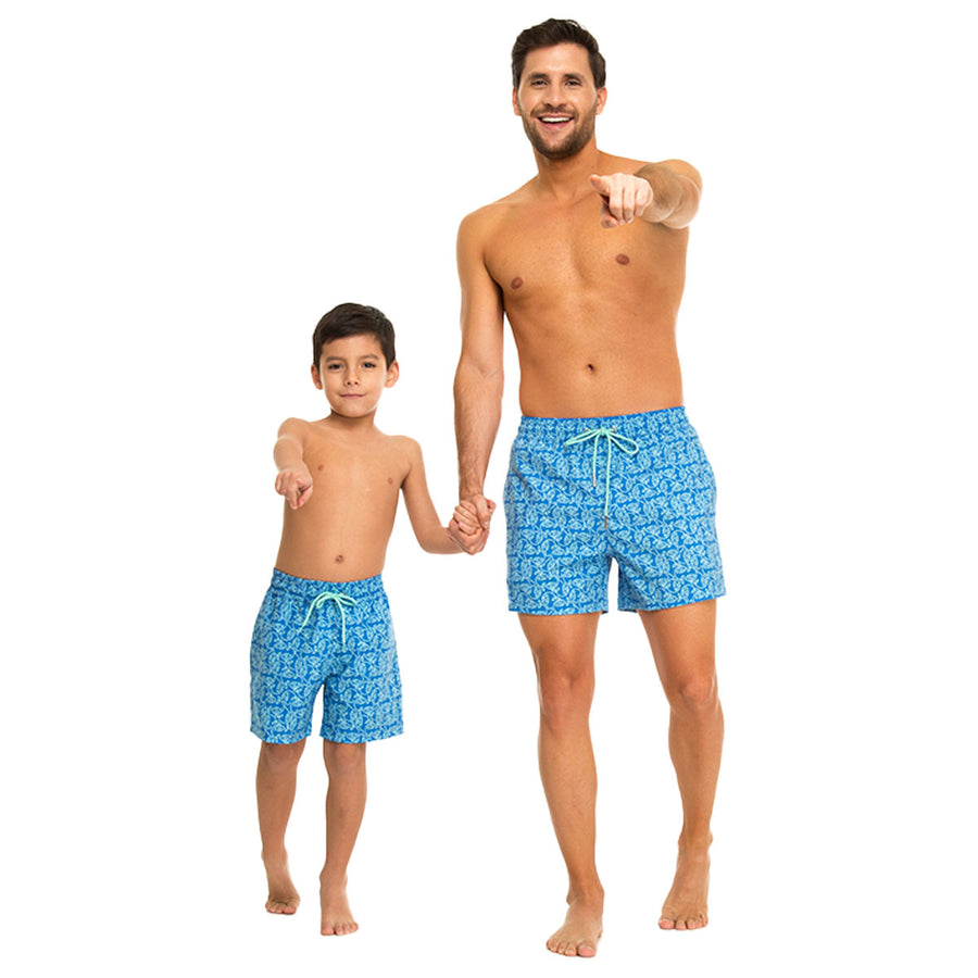 Blue Essential Fishes Swim Shorts Set