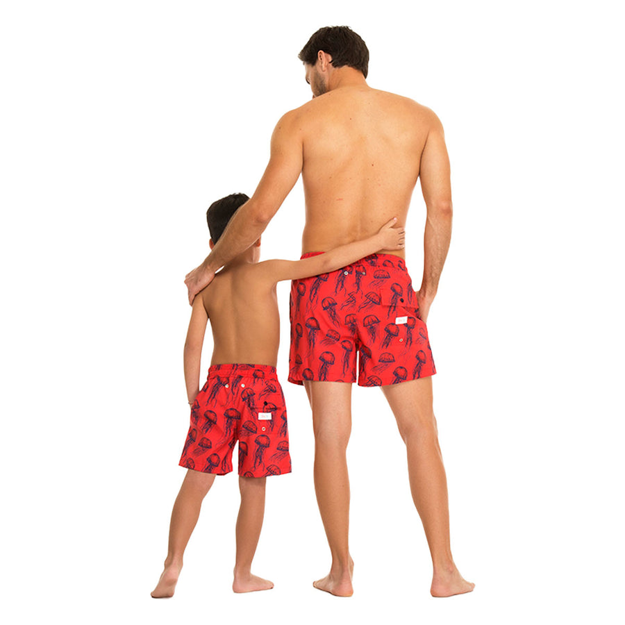 Red Jellyfish Swim Shorts Set