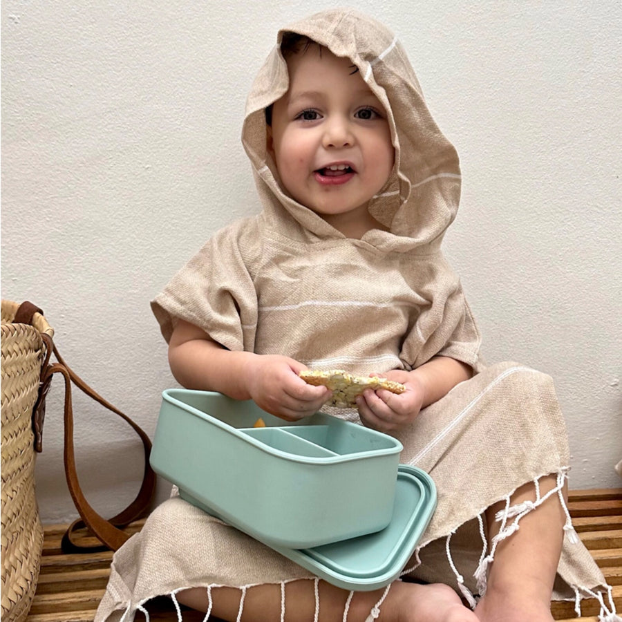 Beige Kids Hooded Poncho Beach Towel