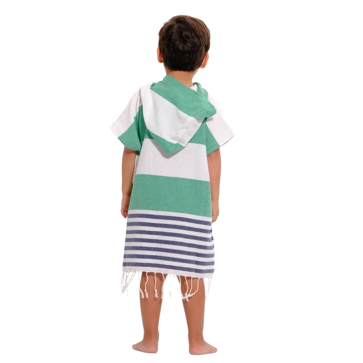 Green and Blue Kids Hooded Poncho Beach Towel