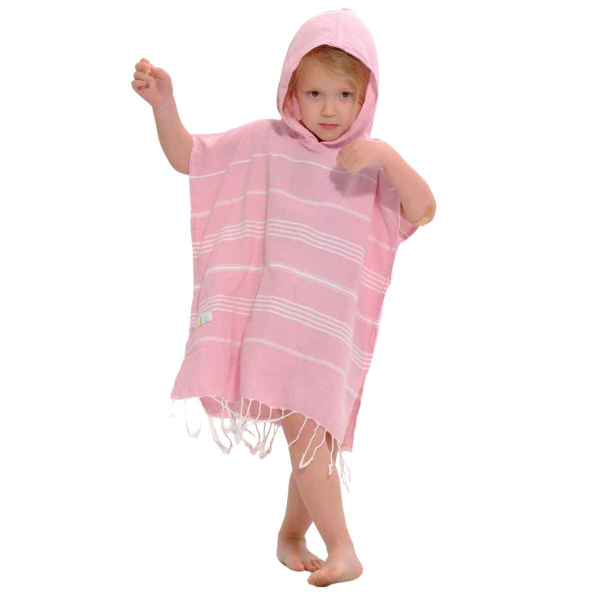 Baby Pink Kids Hooded Poncho Beach Towel