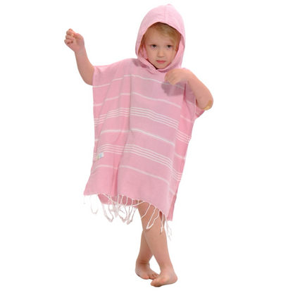 Baby Pink Kids Hooded Poncho Beach Towel