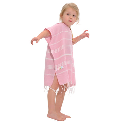 Baby Pink Kids Hooded Poncho Beach Towel