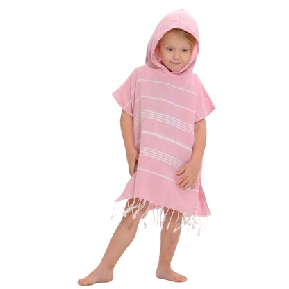Baby Pink Kids Hooded Poncho Beach Towel