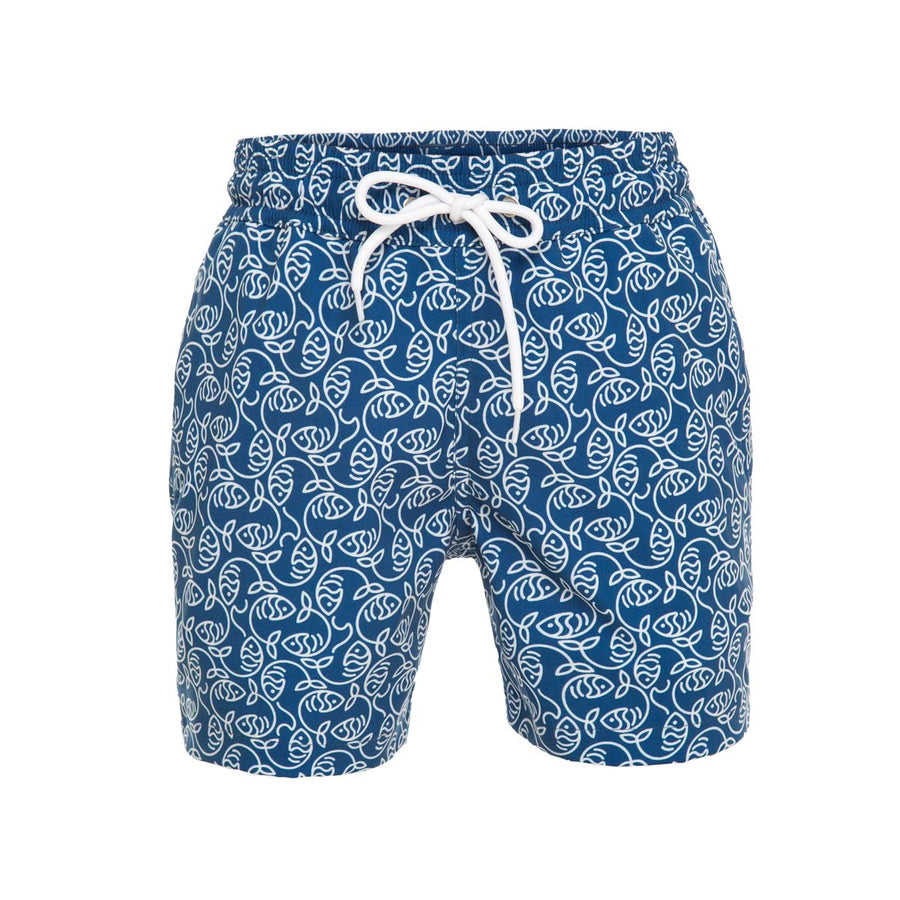 Dark Essential Fishes Boy's Swim Shorts