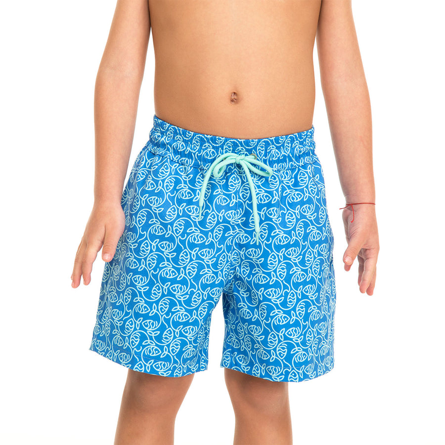 Blue Essential Fishes Swim Shorts Set