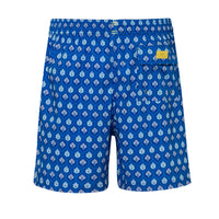 Mens' Blue Swim Shorts with Leaves