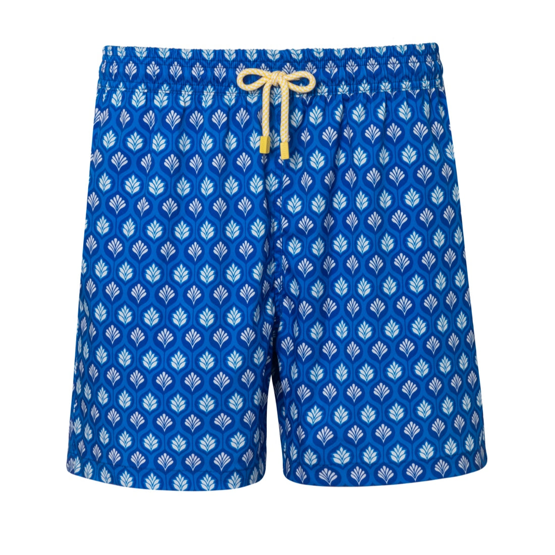 Mens' Blue Swim Shorts with Leaves