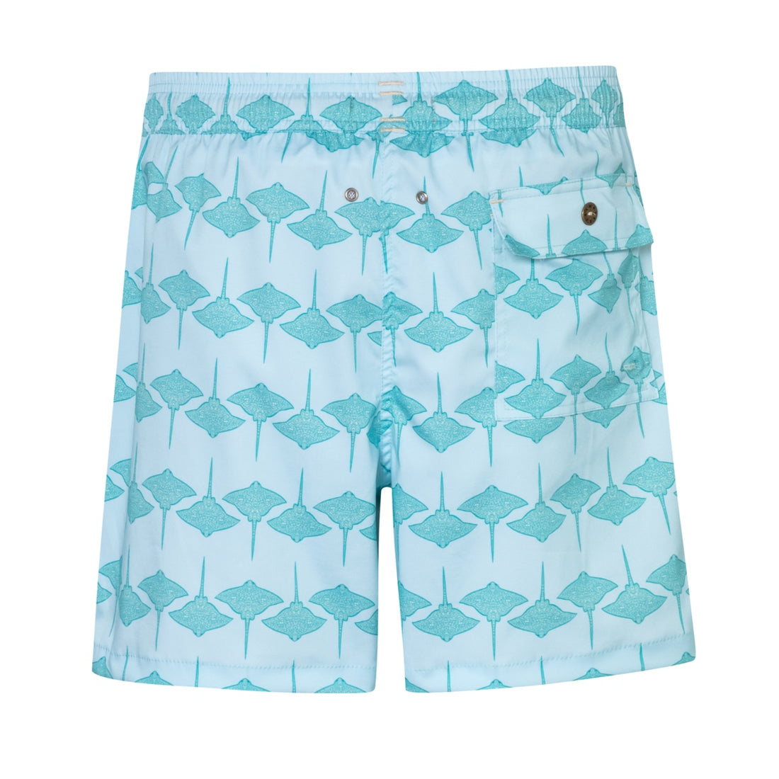 Mens' Pale Blue Swim Shorts with Mantarays