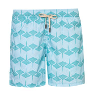 Mens' Pale Blue Swim Shorts with Mantarays