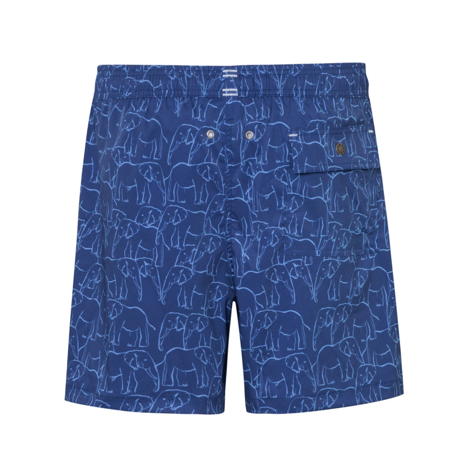 Mens' Blue Swim Shorts with Elephants
