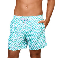 Mens' Swim Shorts with Green Leaves