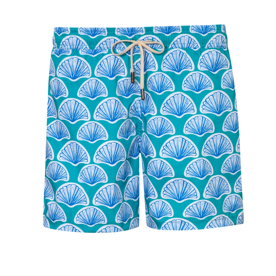 Mens' Pale Blue Swim Shorts with Shells