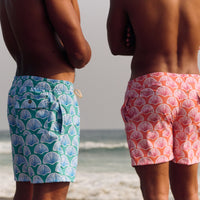 Mens' Pale Blue Swim Shorts with Shells