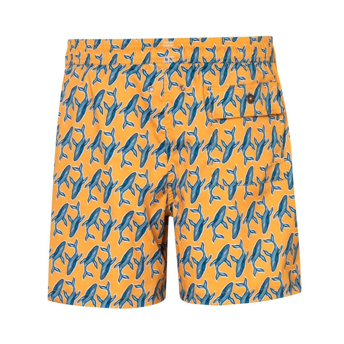 Mens' Yellow Swim Shorts with Whales