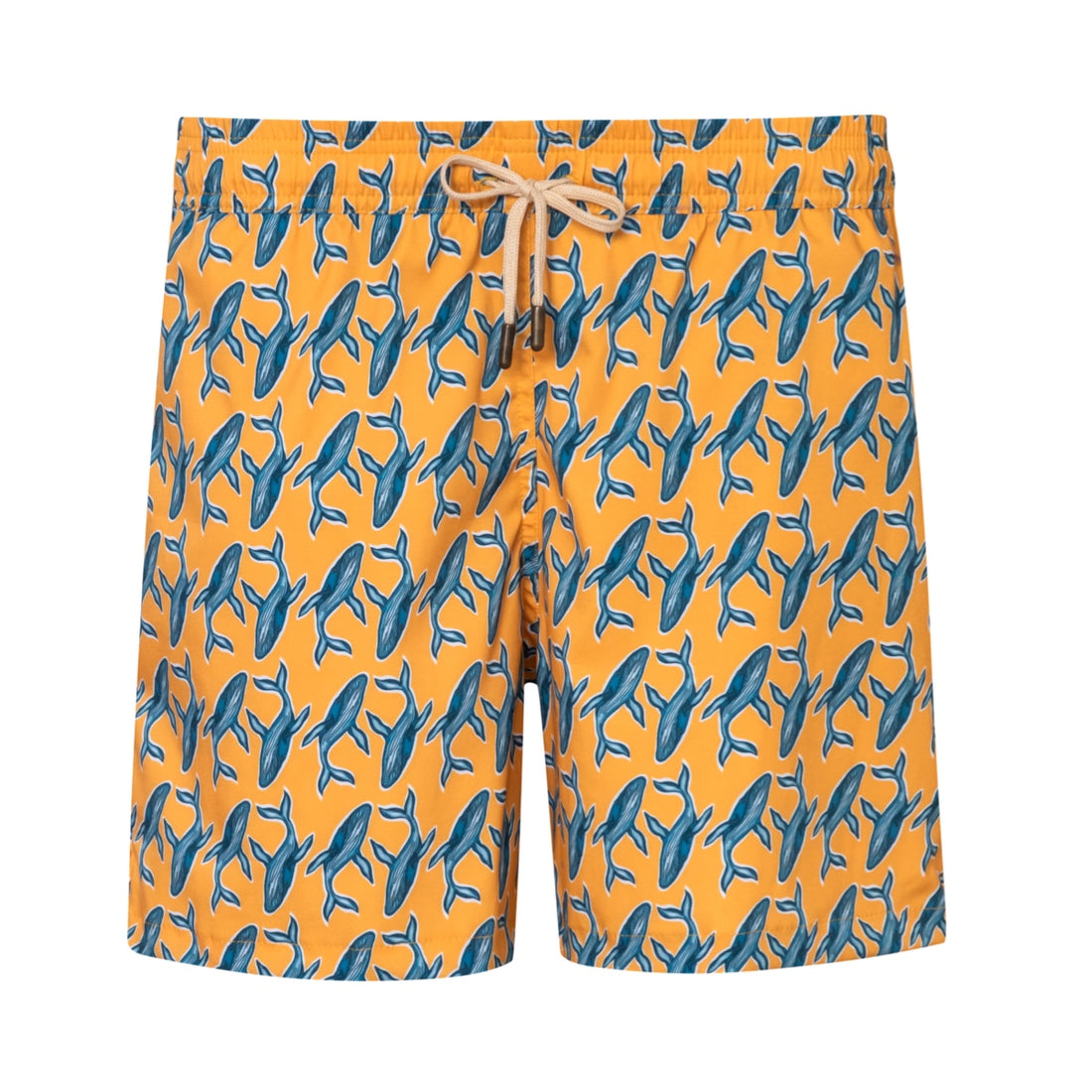 Mens' Yellow Swim Shorts with Whales