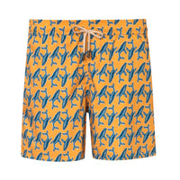 Mens' Yellow Swim Shorts with Whales