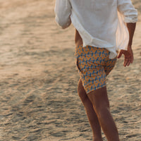 Mens' Yellow Swim Shorts with Whales