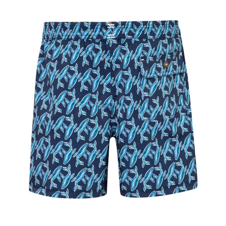 Mens' Blue Swim Shorts with Sharks