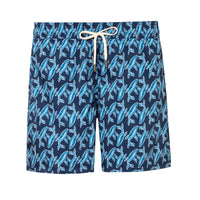 Mens' Blue Swim Shorts with Whales