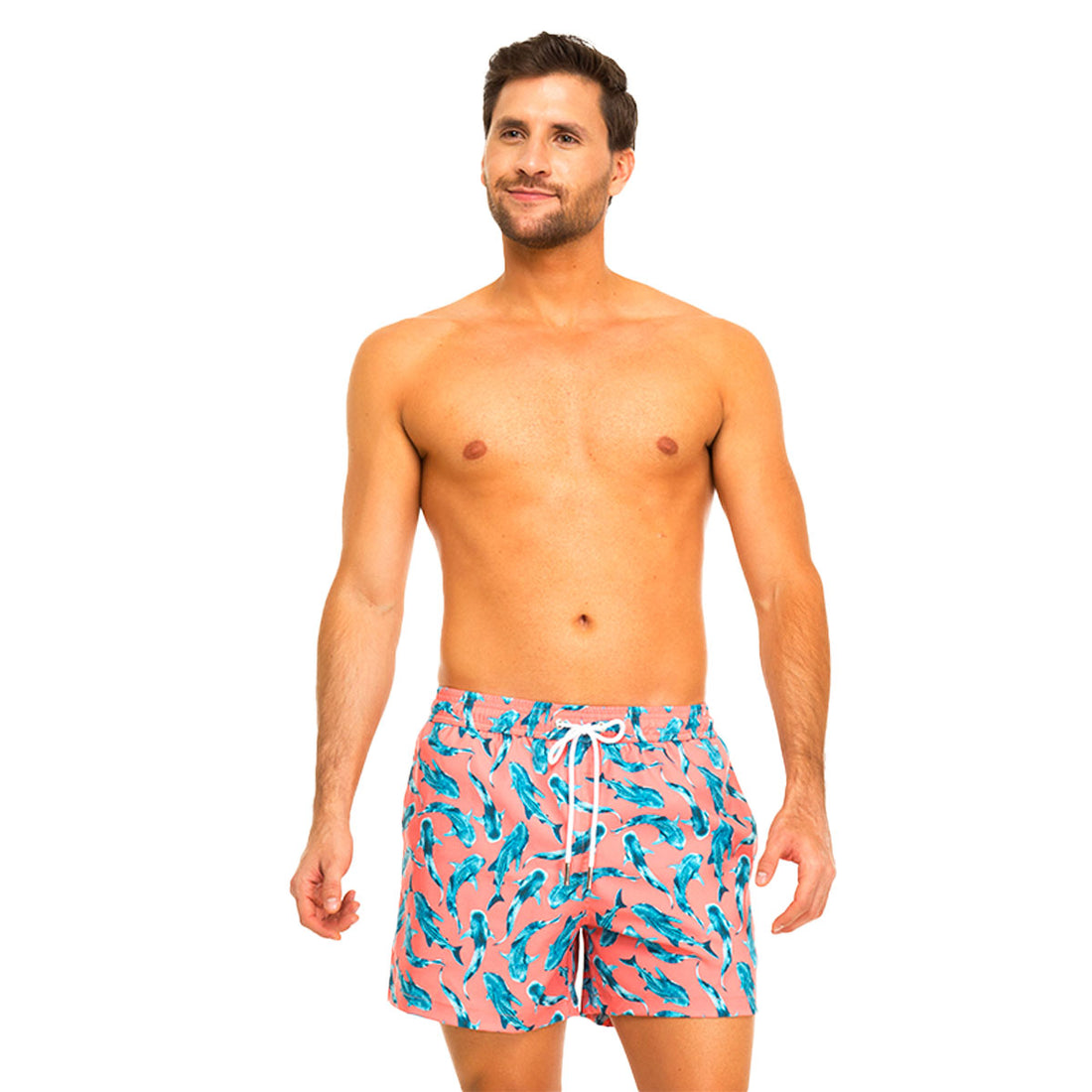 Orange Whale Sharks Men's Swim Shorts