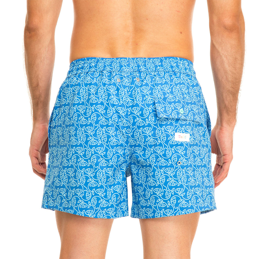 Blue Essential Fishes Swim Shorts Set