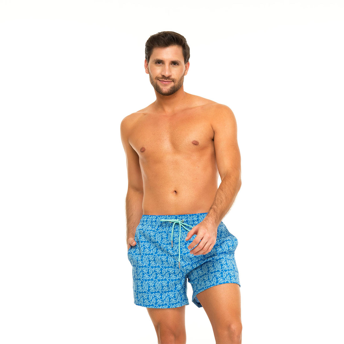 Blue Essential Fishes Swim Shorts Set