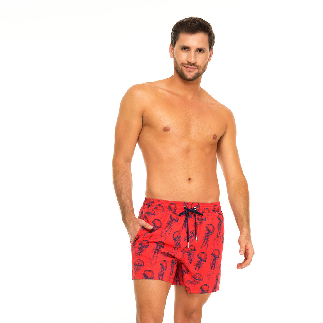 Red Jellyfish Swim Shorts Set