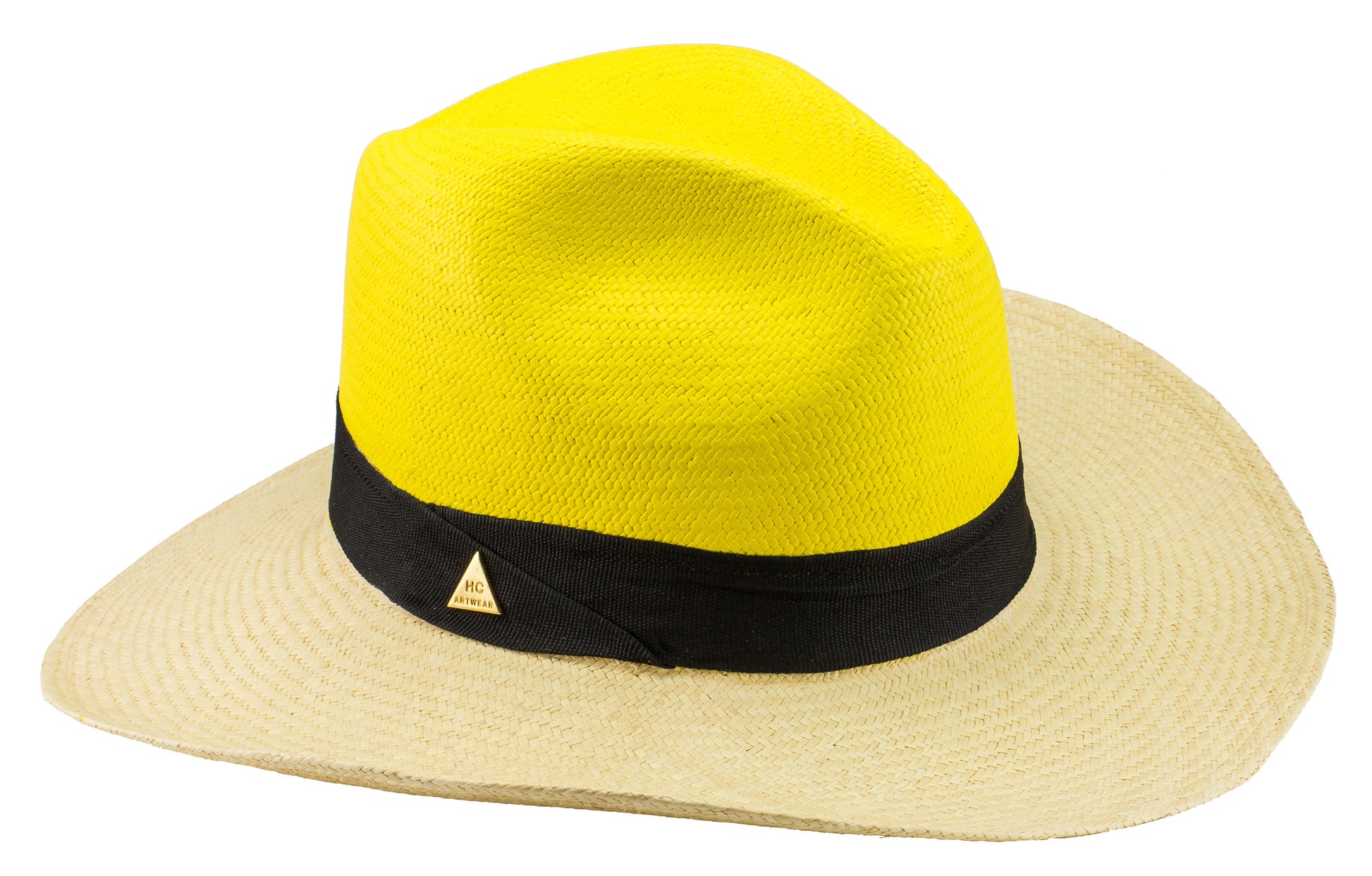 Yellow hand painted panama hat