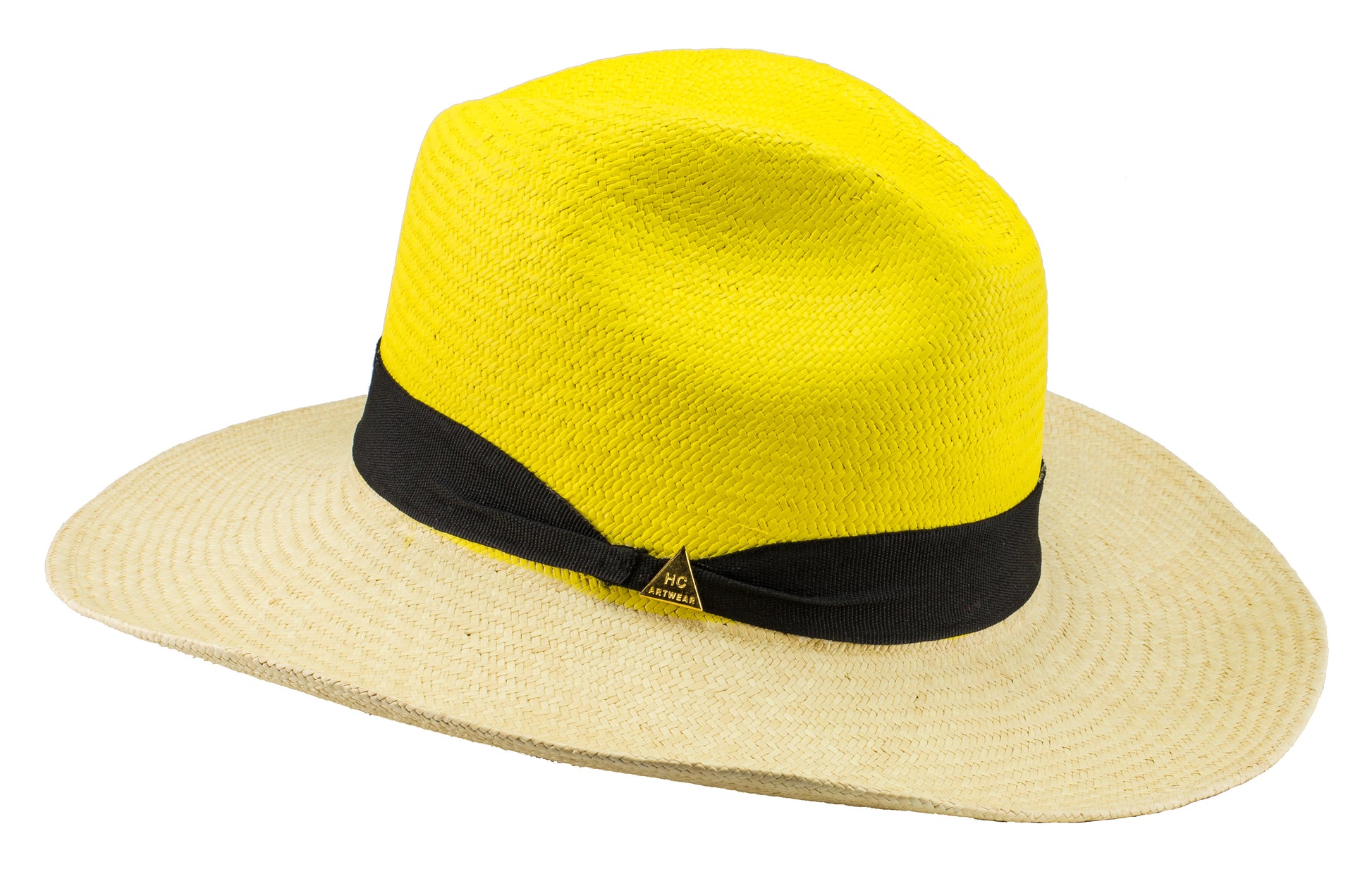 Yellow hand painted panama hat