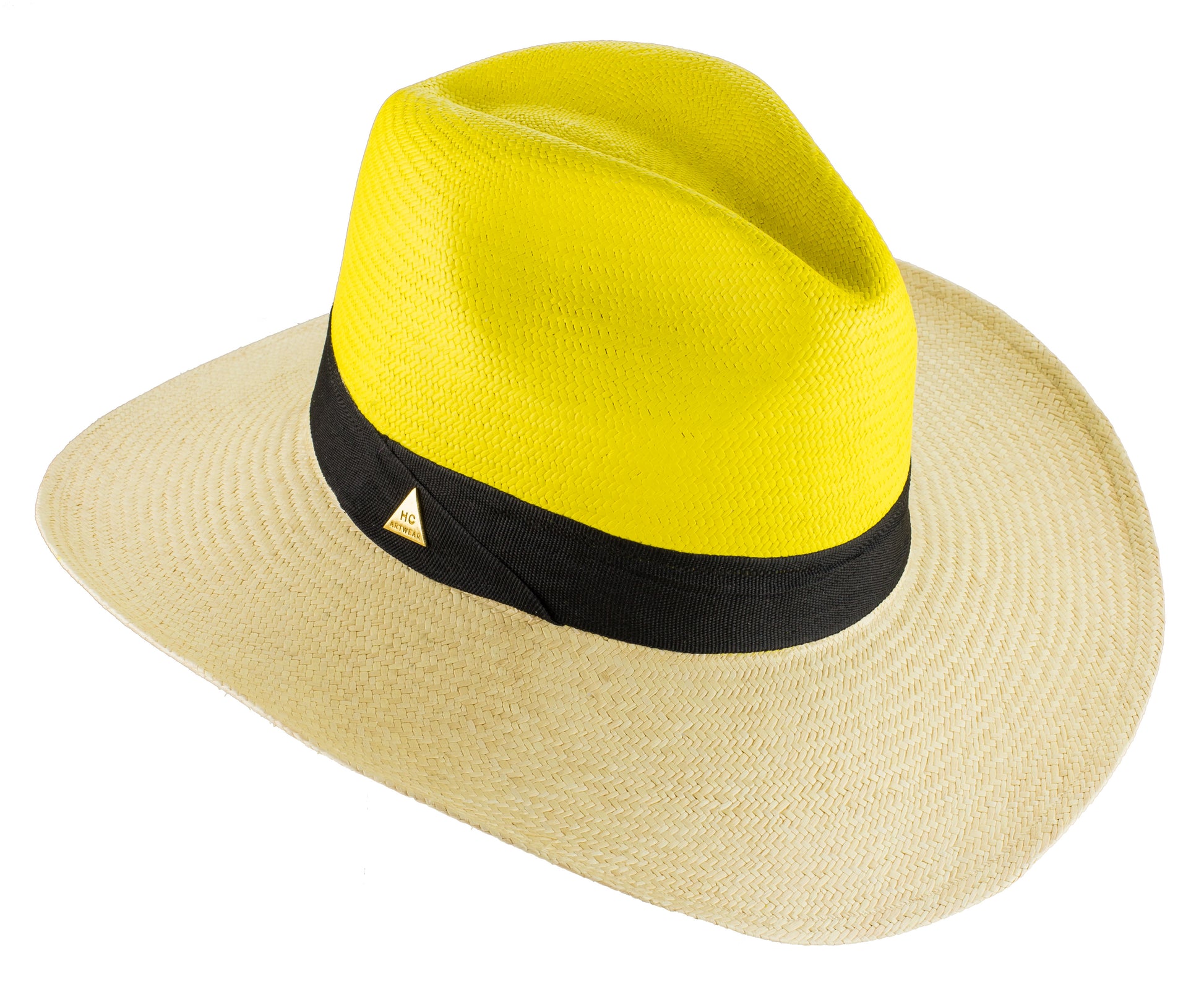 Yellow hand painted panama hat