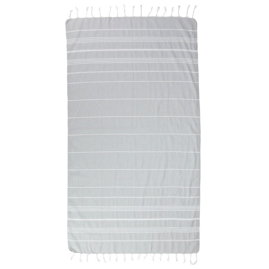 Grey and White Thin Turkish Towel