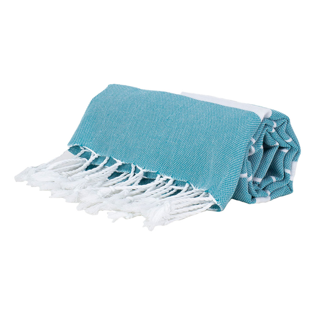 Turquoise and White Thin Turkish Towel Tolu Australia Roll