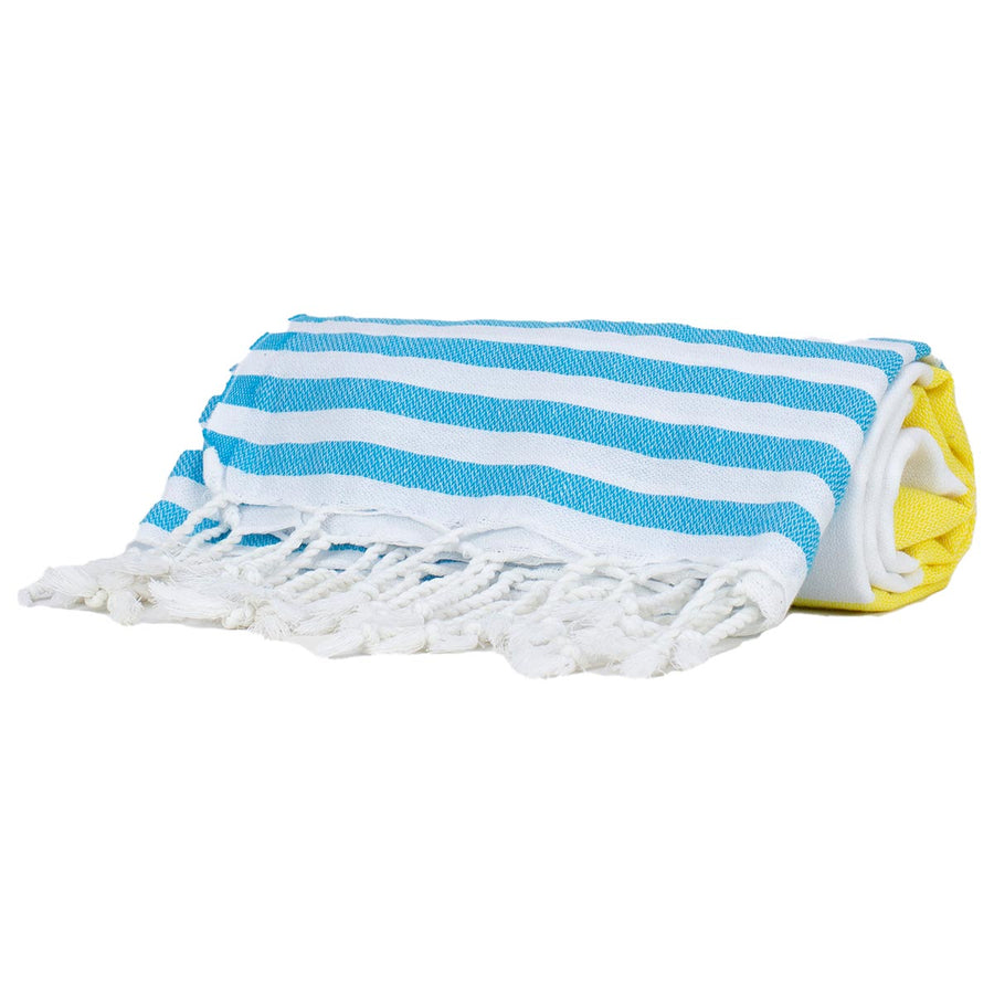 Yellow and Blue Thin Turkish Towel tolu australia